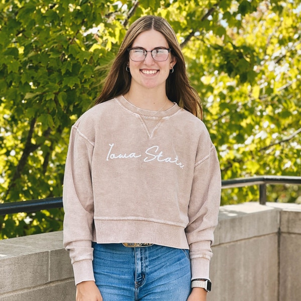 Chika D Women s Iowa State Sand Corded Cropped Crewneck